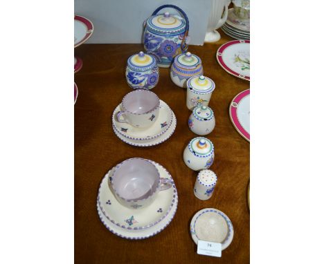 Fourteen Pieces of Poole Pottery Including a Biscuit Barrel etc. (one AF) 
