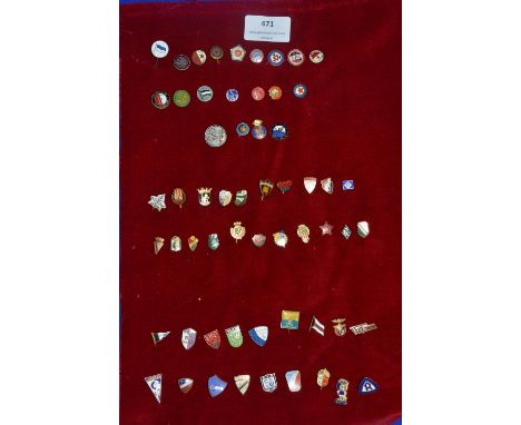 Fifty-Nine Vintage Enamel European Football Pin Badges 