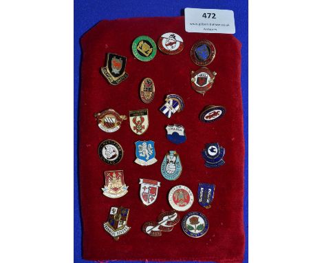 Twenty-Two Vintage English Enamel Football Lapel Badges 