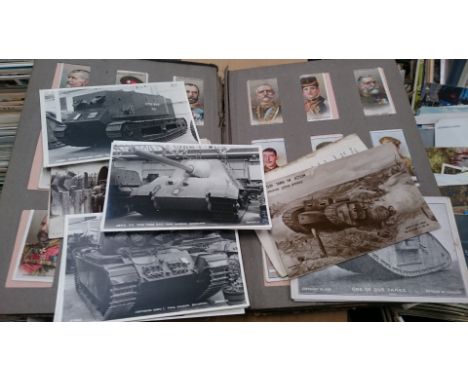 Cigarette card album containing a quantity of cards including Wills Allied Army Leaders, together with a selection of loose c