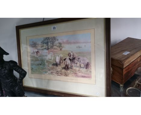 David Shepherd: signed Limited Edition print; Mother's Meeting.