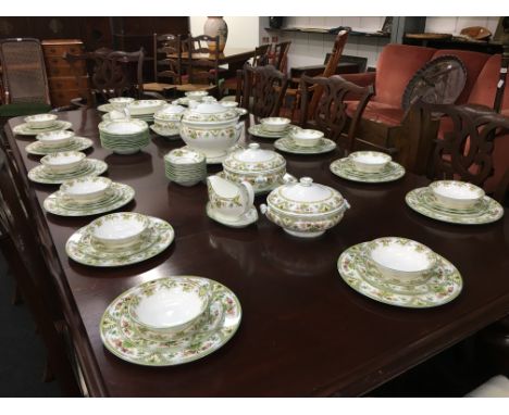 An extensive Wedgwood bone china dinner and tea service decorated in the Tamarisk pattern complete for 14 settings including 