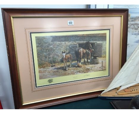 David Shepherd: Framed and glazed Limited Edition print, 823/1200: Shoeing Time, signed in pencil to margin.