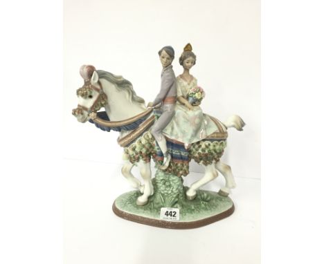 A large Lladro china figure group modelled as a Valencian Couple with framed, signed and dated Certificate, circa 1994, Limit