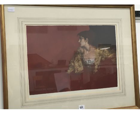 William Russell Flint: Framed and glazed Limited Edition of 750 print: Red Background (published by Adam Collection Limited).