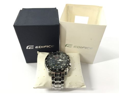 A gentleman's Casio Edifice Red Bull Racing Edition chronograph wristwatch on original stainless steel bracelet. Model EF-550