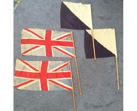 PAIR OF VINTAGE SAMAPHORE LAND FLAGStogether with two vintage union flags (4) 