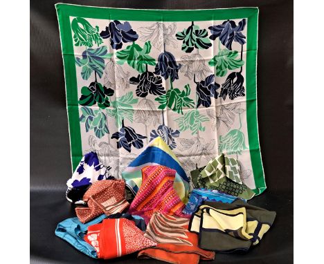 SELECTION OF VINTAGE LADIES SCARVESincluding a number is pure silk examples, various branded examples, such as one by Liberty