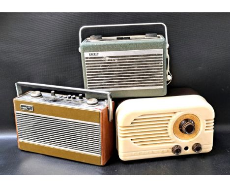 THREE VINTAGE RADIOScomprising a Ferguson model 203 bakelite cased example, a Roberts R606-MB, and a Hacker Democrat (3) 