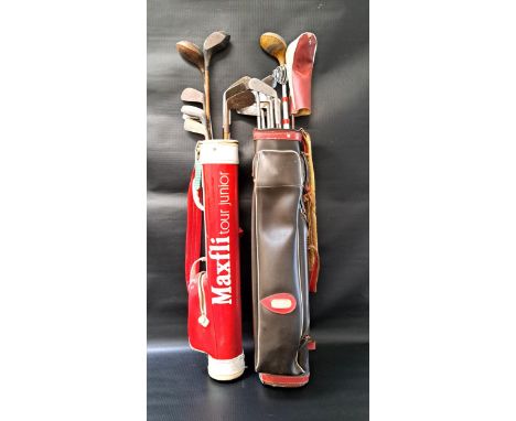 TWO BAGS OF VINTAGE GOLF CLUBSmakes include D.C.Cobb Greenock, R.A. Whitecombe, Archie Thomson, George Nicoll, etc. 