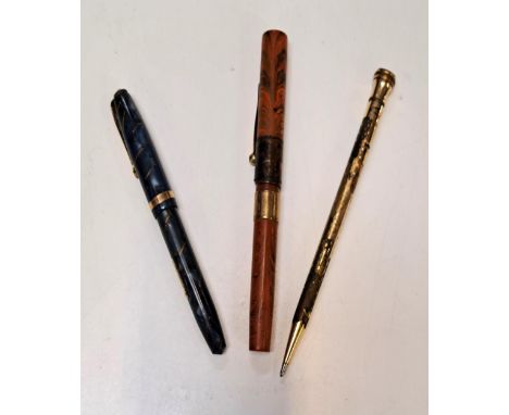 THREE VINTAGE PENS consisting pf a Waterman fountain pen, stamped 395 FDW on gold band, Conway Stewart 14ct gold nib fountain