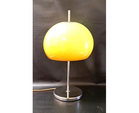SHEERLITE RETRO TABLE LAMPwith a circular chrome base and column, and an acrylic green dome shade, 54.5cm high 