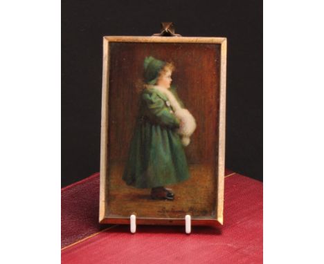 Gertrude Massey (British, 1868-1957), profile portrait miniature on ivory, Eva, Daughter of Mrs Gertrude Massey, 9cm x 6cmIvo