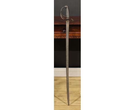 A Victorian 1821 pattern officer’s sword, by Wilkinson, 89.5cm single edge fullered blade etched with crowned VR monogram, st