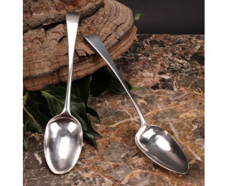 A George III silver table spoon, Hester Bateman, London 1784; another, George Smith &amp; Thomas Hayter, London 1801; 110g 