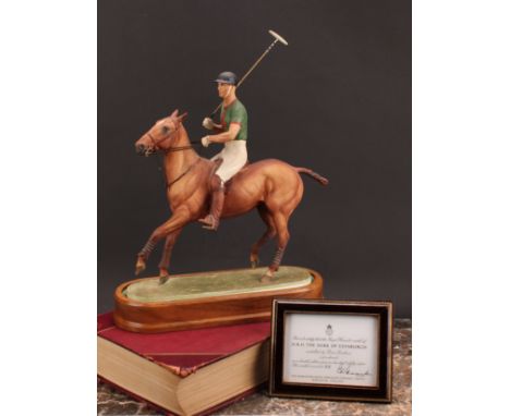 A Royal Worcester equestrian figure, H.R.H The Duke of Edinburgh, playing polo, limited edition no.52, printed, certificate, 