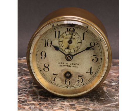Automobilia - an early 20th century brass cased car dashboard timepiece, 6.5cm circular clock dial inscribed CHELSEA, JOS. W.