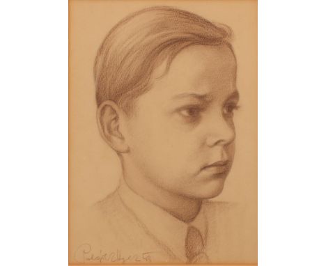 P** (20th century)Portrait of a Boy,pencil drawing, 32cm x 23cm 