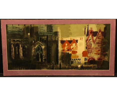 John Egerton Christmas Piper (1903-1992)Northern Cathedral,print on silk, 51.5cm x 114cm 