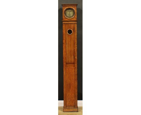 A 19th century oak nightwatchman’s noctuary longcase timepiece, 12.5cm circular brass clock dial inscribed T. CRUMP, DERBY, 1