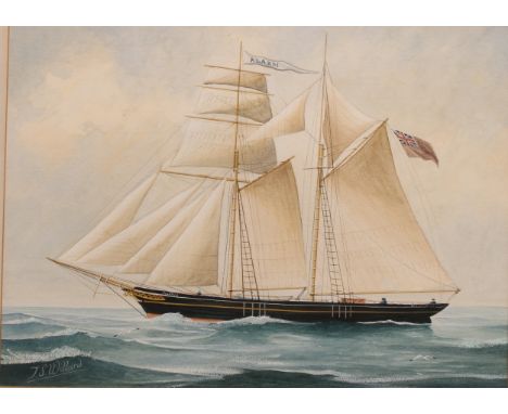 J.S. Willard (early 20th century)Portrait of a Ship, Alarm, Ipswich,signed, watercolour and gouache, 36cm x 48.5cm 