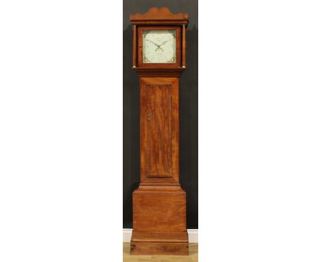 A 19th century Kent mahogany longcase clock, 28cm square painted dial inscribed C. Rogers, Gillingham, Arabic numerals, date 