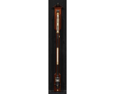 A mid 20th century marine stick barometer, by Negretti &amp; Zambra, London, M/4152, 105.5cm high, mounted on a mahogany boar