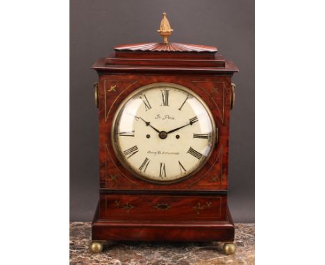 A Post-Regency mahogany and brass marquetry bracket clock, 19cm circular enamel dial inscribed Jn. Pace, Bury St. Edmunds., R