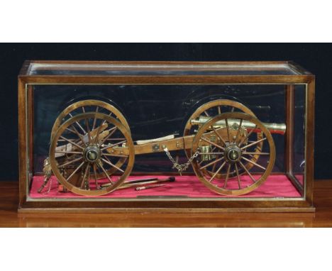 A cherry and brass 1:8 scale model, of an American six pounder gun, carriage and limber of c.1849, by Cannon Craft, Brailsfor