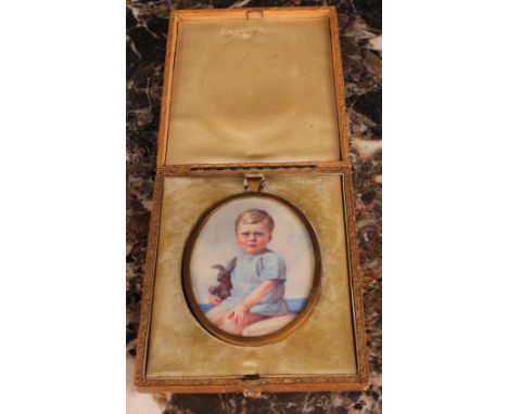 Gertrude Massey (British, 1868-1957), oval portrait miniature on ivory, John Gordon Eames, aged 2 1/2, casedIvory Submission 