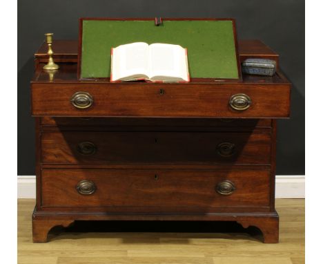 A George III mahogany caddy top discernible bachelor’s chest, by John Folgham (fl. c. 1750–1803), stamped FOLGHAM, flush rect