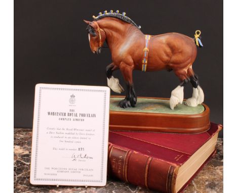 A Royal Worcester figure, of a Shire Stallion, modelled by Doris Lindner, limited edition no. 175/500, printed mark, certific