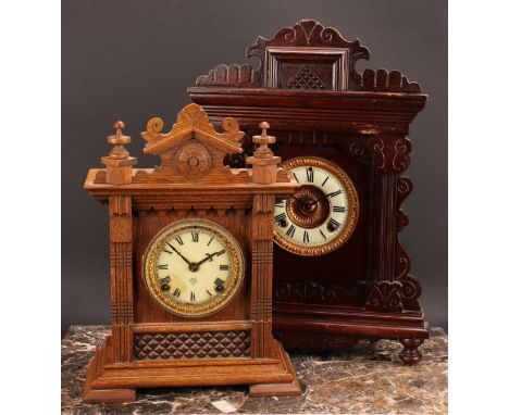 A 19th century American mantel clock, by The Ansonia Clock Company, 12cm enamel dial inscribed with Roman numerals, twin wind