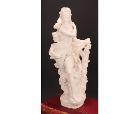 Sir Arnold Machin (1911-1999), Royal Worcester plaster maquette, Winter, she stands scantily dressed on a rocky outcrop by a 