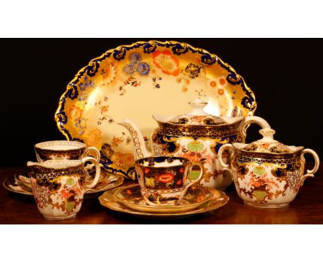 A Royal Crown Derby Imari 3788 pattern teapot, sucrier and cover, milk jug, registration number 204893, year cypher for 1894;