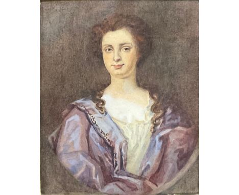 English School (18th century)Portrait of a Lady, Theodoria Ingram nee Goswatercolour, label to verso, 18cm x 14.5cm 