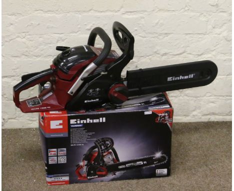 An Einhell classic GH-PC 1535TC petrol driven chainsaw in original box along with tools and instructions.