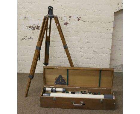 A boxed Hilkin telescope and tripod with full instruction booklet.