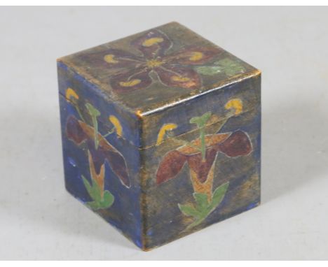 A painted Art Nouveau style tea caddy decorated with Clematis.
