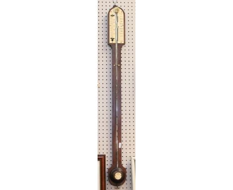 A mahogany stick barometer signed J. Gilmour & Co. Glasgow.