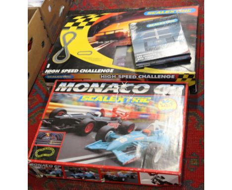 A boxed Scalextric Monaco GP set, high speed challenge and electronic lap counter and timer.