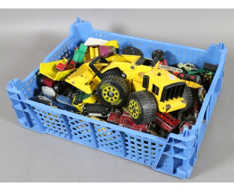 A collection of vintage diecast model vehicles by Corgi, Matchbox, Tonka and Lesney, etc.