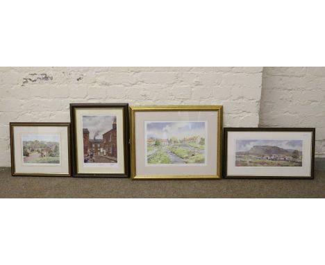 Four framed limited edition prints to include K. W. Burton 415/550 Hutton Le Hole, John Wood 195/500, Pen-y-Ghent and Worsbro