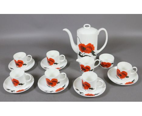 A Wedgwood Susie Cooper fifteen place coffee service in the Corn Poppy design.