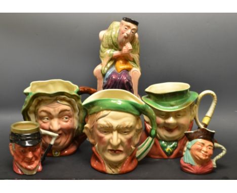 A Beswick character jug, Sairy Gamp; another, Tony Weller; Scrooge; a Melba ware Shylock; etc. (6)