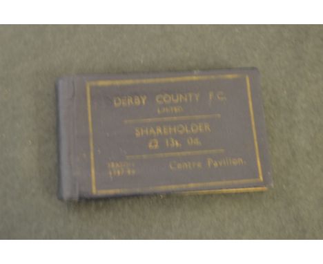 Derby County Football Club - a season 1937-38 season ticket, Centre Pavilion, Shareholder, with nearly complete tickets