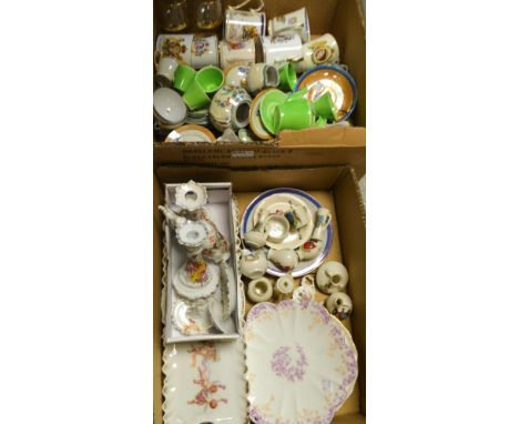 Ceramics - tableware, crested ware including Goss;  a continental dressing table set etc (2 boxes)
