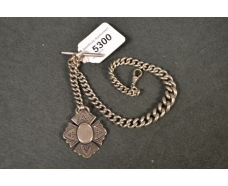 A heavy silver graduated Albert with medallion