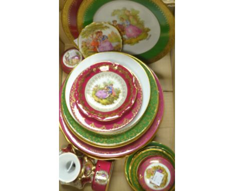 Limoges Porcelain - a Quarteto of cabinet plates;  others, smaller;  trinket dishes, miniature iron, etc qty