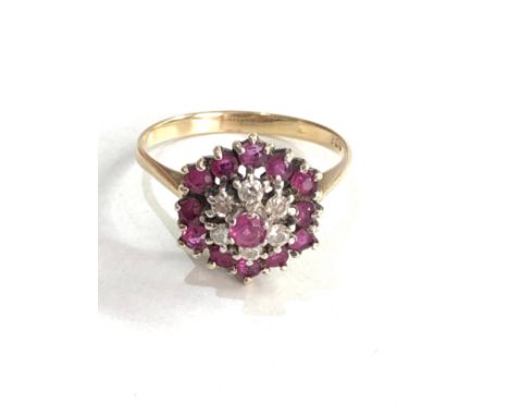 9ct gold diamond &amp; ruby ring 2.5g 